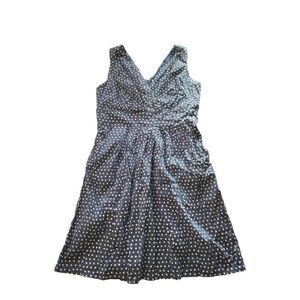 Corey P Sheath Dress Women Sz 14‎ Polkadot Blue White Sleeveless Boho Mini